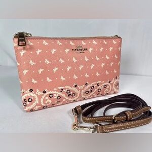 Cream and Pink Crossbody Bag with Black Pattern